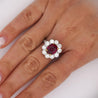 Art Deco 4.05 Carat Ruby and Old Euro Diamond Halo Platinum Ring - AGL Certified