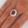 Art Deco 4.05 Carat Ruby and Old Euro Diamond Halo Platinum Ring - AGL Certified