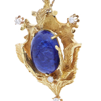 Art Deco Lapis Lazuli and Diamond 18K Yellow Gold Brooch Pendant – Assay Jewelers