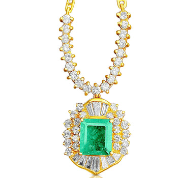 アールデコ調 天然1.33カラット エメラルド Pendant、18Kソリッドゴールド – Assay Jewelers
