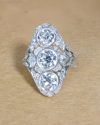 Art Deco Top River Vertical Set 6 Carat Old Euro Cut Diamond and Platinum Ring – Assay Jewelers