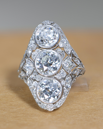 Art Deco Top River Vertical Set 6 Carat Old Euro Cut Diamond and Platinum Ring – Assay Jewelers
