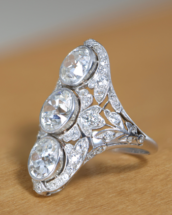 Art Deco Top River Vertical Set 6 Carat Old Euro Cut Diamond and Platinum Ring – Assay Jewelers