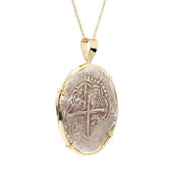 Atocha Shipwreck 8 Reale Coin Pendant 14K Gold Bezel Necklace – Assay Jewelers