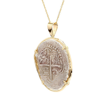 Atocha Shipwreck 8 Reale Coin Pendant 14K Gold Bezel Necklace – Assay Jewelers
