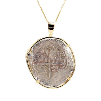 Atocha Shipwreck 8 Reale Coin Pendant 14K Gold Bezel Necklace – Assay Jewelers