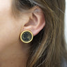 Authentic Roman Coin 14K Gold Bezel Set Stud Earrings With Lever Backs