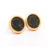 Authentic Roman Coin 14K Gold Bezel Set Stud Earrings With Lever Backs