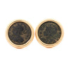 Authentic Roman Coin 14K Gold Bezel Set Stud Earrings With Lever Backs