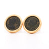 Authentic Roman Coin 14K Gold Bezel Set Stud Earrings With Lever Backs