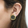Authentic Roman Coin 14K Gold Bezel Set Stud Earrings With Lever Backs