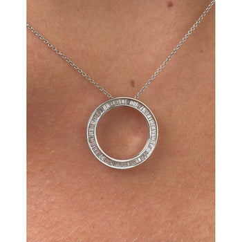 Baguette Cut Circle Diamond Pendant in 14k white gold – Assay Jewelers