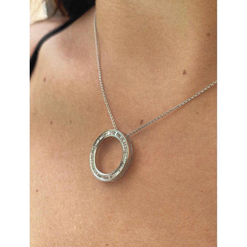 Baguette Cut Circle Diamond Pendant in 14k white gold – Assay Jewelers