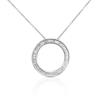 Baguette Cut Circle Diamond Pendant in 14k white gold – Assay Jewelers