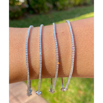 Box Chain Natural Diamond Tennis Bracelet in 14k white gold – Assay Jewelers