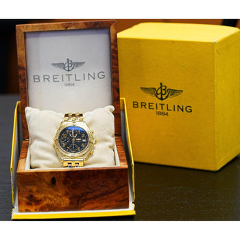 Breitling 18K Yellow Gold Chronomat Black Dial 1884 Ref. K13050.1 Watch Box & Papers – Assay Jewelers