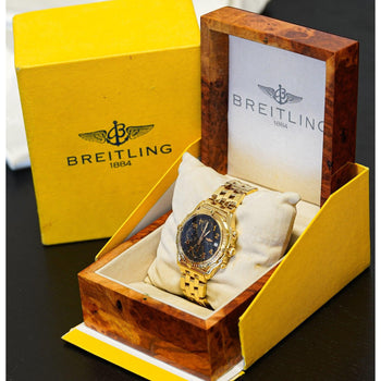 Breitling 18K Yellow Gold Chronomat Black Dial 1884 Ref. K13050.1 Watch Box & Papers – Assay Jewelers