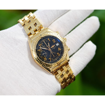 Breitling 18K Yellow Gold Chronomat Black Dial 1884 Ref. K13050.1 Watch Box & Papers – Assay Jewelers