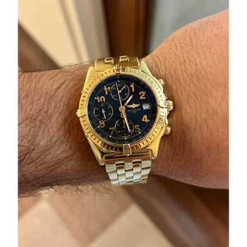 Breitling 18K Yellow Gold Chronomat Black Dial 1884 Ref. K13050.1 Watch Box & Papers – Assay Jewelers