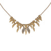 Brushed Fire Motif Graduated Leaf 14K Gold Diamond Necklace
