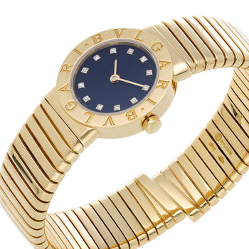 Bulgari Tubogas BB23 18K Yellow Gold Diamond Dial 26mm Ladies Watch Full Set – Assay Jewelers