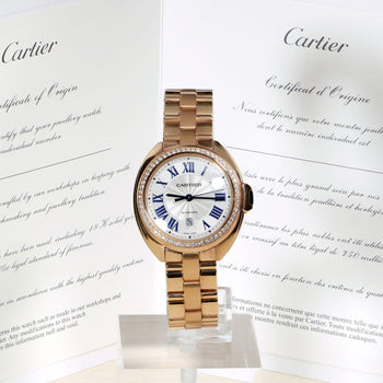 Cartier Clé de Cartier WJCL0003 Diamond Bezel 18K Rose Gold Watch Full Set – Assay Jewelers