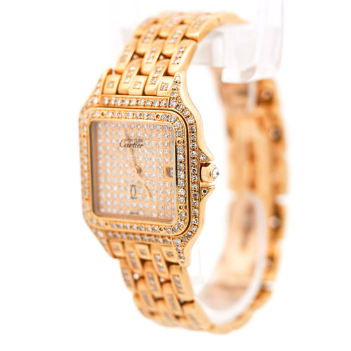 Cartier Panthere Large 27mm Diamond Dial 18K Gold Watch