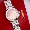 Cartier Pasha 2308 Diamond 18K White Gold Pink Dial Bracelet Automatic Watch