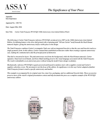 Cartier Tank Francaise Ref. W51035Q3 160th Anniversary Asia Limited Steel Watch – Assay Jewelers