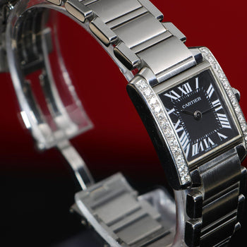 Cartier Tank Française W51026Q3 Diamond Black Dial Limited Edition Watch – Assay Jewelers