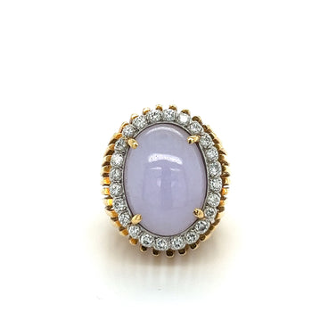 Certified 18K Gold Lavender Jade and Round Diamond Halo Ring – Assay Jewelers