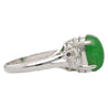 Certified 2.69 Carat Oval Bright Green Untreated A Jadeite Jade Platinum Ring