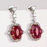 Certified 9.47 Carat Burma Ruby & Diamond Milgrain Chandelier Drop Earrings