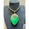 Certified Jadeite Jade Grade A Fei Cui Two Bird Feeding Motif Pendant in 18k