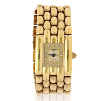 Chaumet Khésis Factory Diamond Dial 18K Yellow Gold Bracelet Watch Circa 2000 – Assay Jewelers