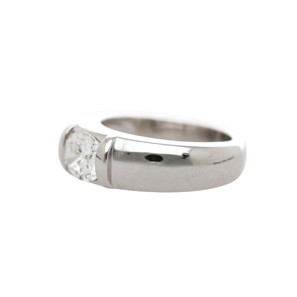 Chaumet Paris GIA Certified Cushion Cut Diamond 18K White Gold Tension Set Ring