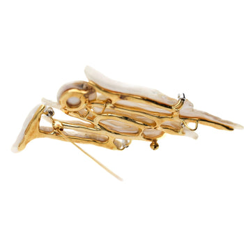 "Chicken Feet" Baroque Pearl Diamond Pin Pendant Brooch 18K Gold – Assay Jewelers