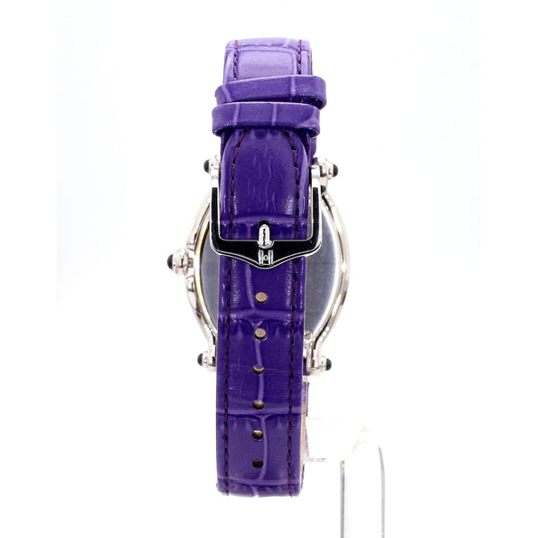 Chopard Happy Sport Floating Diamond & Diamond Bezel Purple Leather Strap Watch