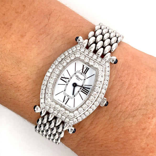 Chopard Womens Classic 10/6560-23 Diamond Bezel Watch in 18k White Gold