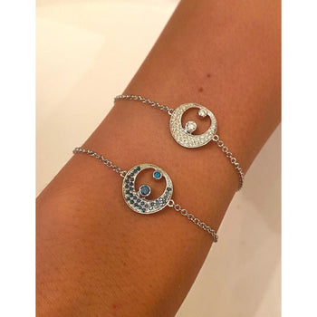 Crescent Moon and Star Diamond Bracelet in 18k White Gold – Assay Jewelers