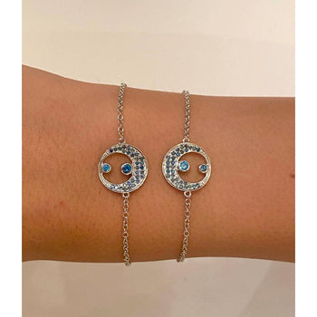 Crescent Moon and Star Diamond Bracelet in 18k White Gold – Assay Jewelers