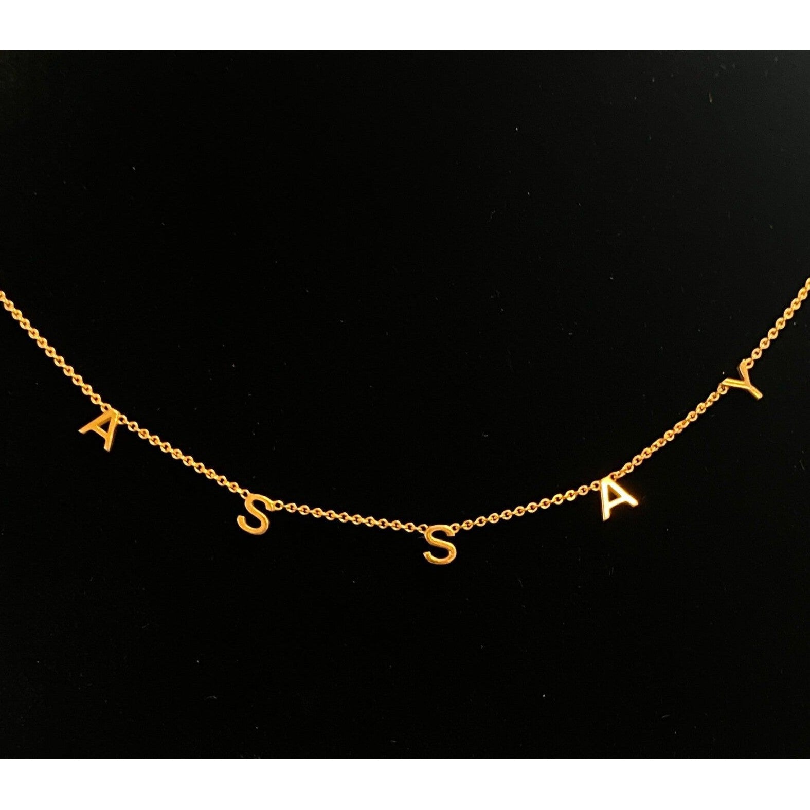 Custom Letter Name Necklace in 14k Solid Gold With Integrated Letters