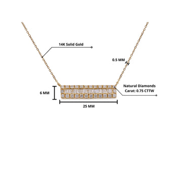 Diamond Bar Pendant Cable Chain Necklace 14K Yellow Gold 0.75 Carats – Assay Jewelers