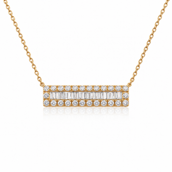Diamond Bar Pendant Cable Chain Necklace 14K Yellow Gold 0.75 Carats – Assay Jewelers