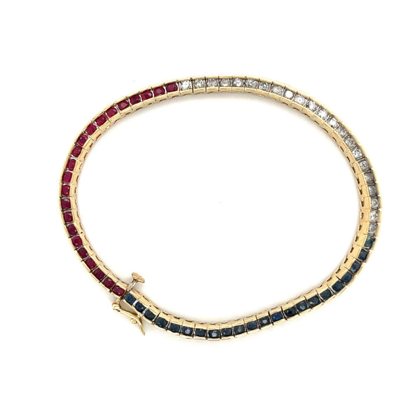 alt
Bracelet tennis en diamant, rubis et saphirs | bracelet tennis en pierres précieuses rouge, blanc et bleu
