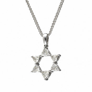 Diamond Star of David Pendant 18K White Gold Necklace – Assay Jewelers
