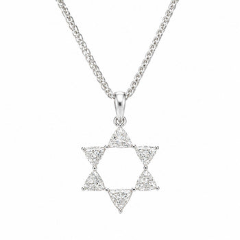 Diamond Star of David Pendant 18K White Gold Necklace – Assay Jewelers