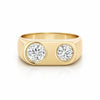 Double Diamond Bezel Statement Ring in 18K Yellow Gold