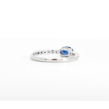 East West Oval Blue Sapphire and Diamond 18K White Gold Textured Ring – Assay Jewelers
