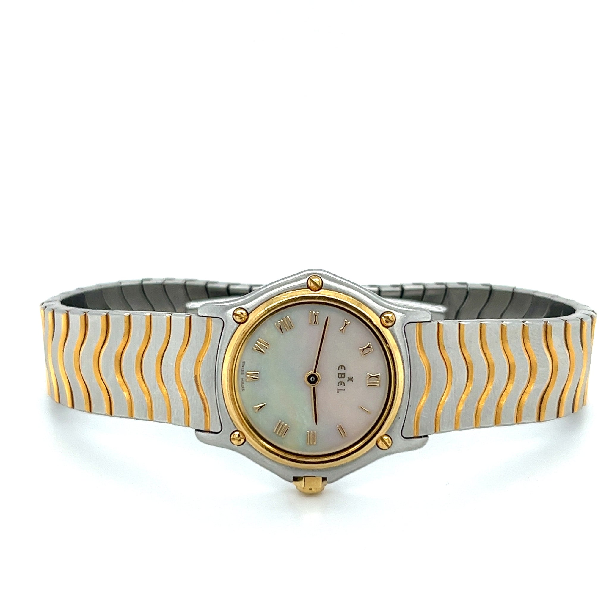 Ebel 1057901 Sport Classique Stainless Steel & 18K Gold Bezel Ladies Watch with Mother of Pearl Dial